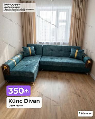 Divanlar: Künc Divan – 260×160 sm - Açılan, bazalı mexanizm: gündəlik istirahət — 1