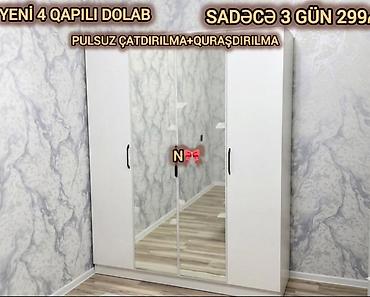 Satılır: *birbaşa istehsalçıdan 4 qapılı dolab* Qeyd:Yenidir, *Hazır lalafo.az -da Satılır: *birbaşa istehsalçıdan 4 qapılı dolab* Qeyd:Yenidir, *Hazır