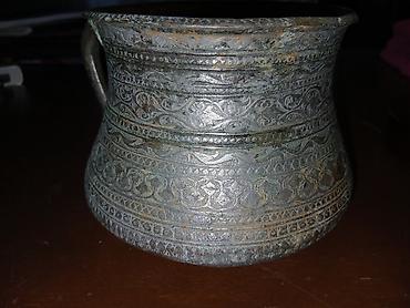 mis şunur: Qədimi Mis qab – oyma naxışlı, qulplu 1900 il - Material: tökmə mis - — 2