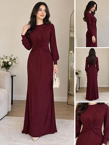 mango canta: Bordo rəngdə uzun ziyafət/libas - Model: Uzun, yerə qədər maxi paltar — 1