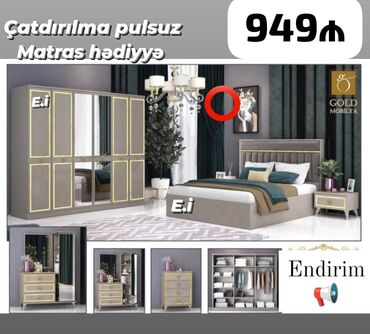 Çarpayılar: *Yataq dəsti 949Azn💥 Matras hədiyyə🎁* ✔️Rəng seçimi var ✔️ Ölçü Dolab