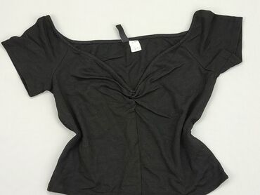 czarne t shirty w serek: Top H&M, M, stan - Bardzo dobry
