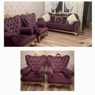 Masa və oturacaq dəstləri: İşlənmiş, Divan, 2 kreslo