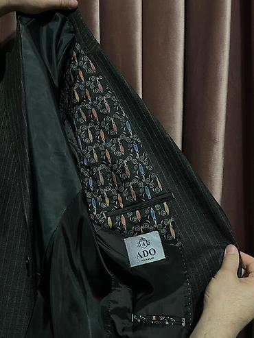 ağ kostyum kişi: Kişi kostyumu – qrafit rəngli, incə şaquli zolaqlı (pinstripe) — 7