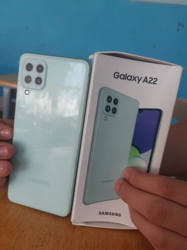 telefonlar islenmis: Samsung Galaxy A22, 4 GB, цвет - Зеленый, Отпечаток пальца, Face ID