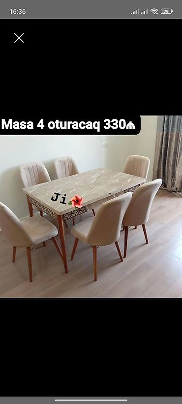 Qonaq otağı üçün, Yeni, Açılmayan, Dördbucaq masa, 4 stul