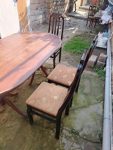 müdir masası: Ağac yemək dəsti – oval masa və 6 stul - Material: massiv ağac — 2