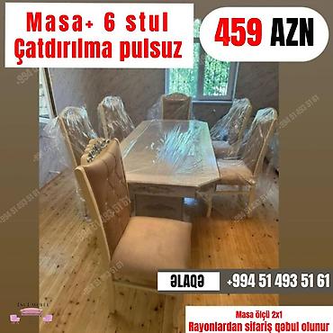 l masalar: Qonaq otağı üçün, Yeni, Açılmayan, Dördbucaq masa, 6 stul — 1