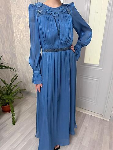 soft shell: Вечернее платье, А-силуэт, Длинная модель, С рукавами, Камни, M — 5