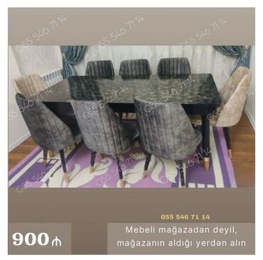 Masa və oturacaq dəstləri: Qonaq otağı üçün, Yeni, 8 stul