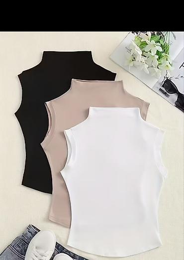 Qadınlar üçün qolsuz boğazlı top – əsas rənglərdə set: - Rənglər: ağ