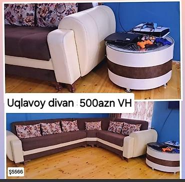Uqlavoy divan + dairəvi jurnal masası dəsti - Künc forması: L-tipli