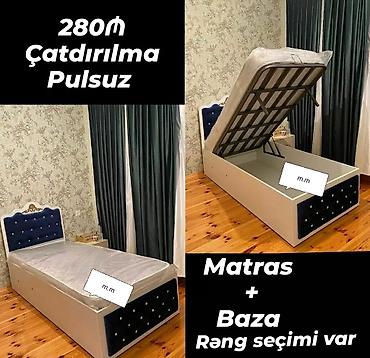 taxt çarpayi: Oğlan və qız üçün, Yeni, Çarpayı, Bazalı, Matras ilə, Siyirməsiz — 4
