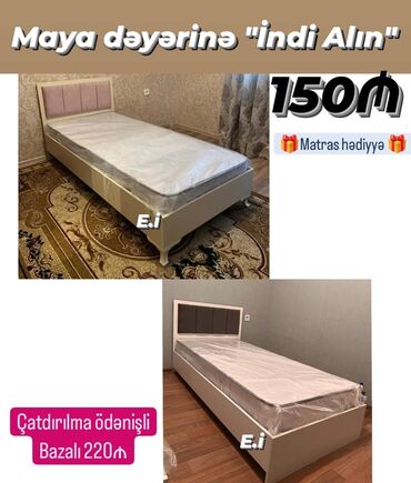 Yataq otağı dəstləri: Təknəfərlik çarpayı, Bazasız, Matras ilə, Siyirməsiz