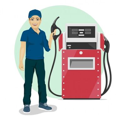 газа насос: Иллюстрация, изображающая мужчину в униформе, который держит
