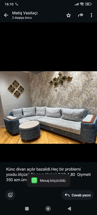 Matraslar: Künc divan, İşlənmiş, Açılan, Bazalı, Çatdırılma yoxdur