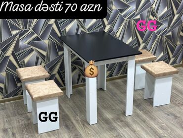 Masa və oturacaq dəstləri: Yeni, 4 stul