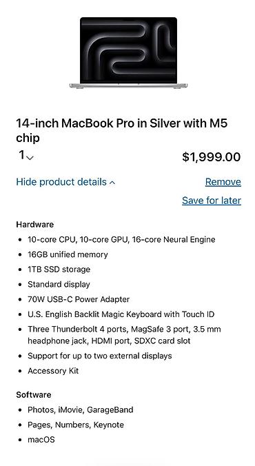 m4 mac mini: Apple MacBook Pro noutbuku 16 GB (qutusu üzərindəki model — 5