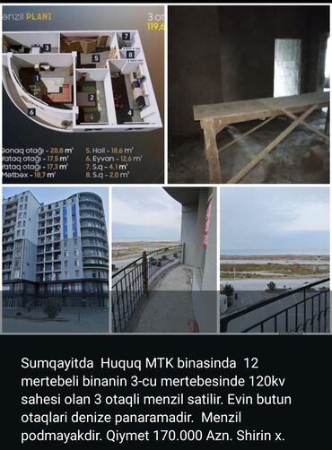 xacmazda ipoteka evler: 1-ci mikrorayon, 3 otaqlı, Yeni tikili, m. İnşaatçılar, 120 kv. m