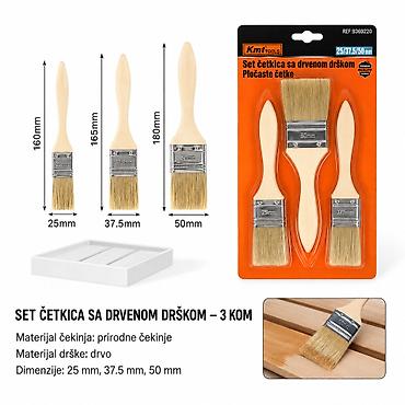 KMT Drvena drška četka 9369220 Set četkica sa drvenom drškom – 3 kom