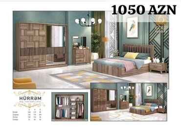 Yataq otağı dəstləri: İkinəfərlik çarpayı, Dolab, Termo, 2 tumba, Azərbaycan, Yeni — 11