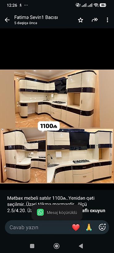 Mətbəx mebeli satılır 1100₼. Yenidən qəti seçilmir. Üzəri tökmə