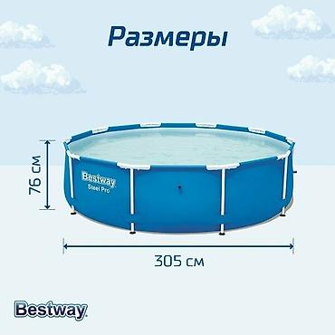 Бассейны: 305/76см. Bestway 56677 BW Каркасный бассейн Steel Pro, 4678л — 3