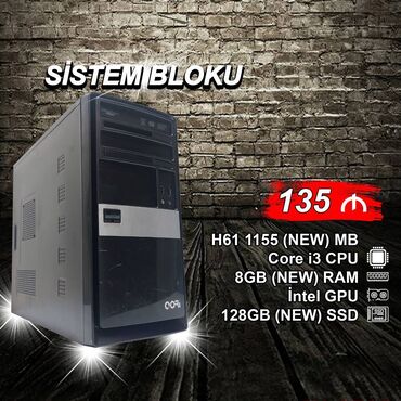 Мониторы: Sistem Bloku "Qori DDR3 H61 1155 Core i3 2130” ⭐Tək Sistem Bloku – 135