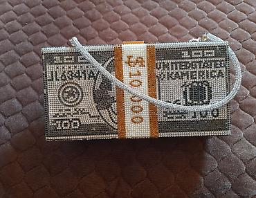 Çantalar: Parıltılı “dollar” dizaynlı axşam çantası/klatç. Əlavə uzun zənciridə — 1
