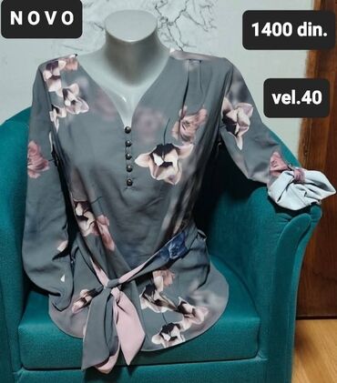svečane bluze i tunike: 0101 Brand, L (EU 40), Cvetni, bоја - Siva
