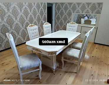 Masa və oturacaq dəstləri: Masa və 6 stul dəsti – Xmd • Komplekt: 1 yemək masası + 6 ədəd stul — 161