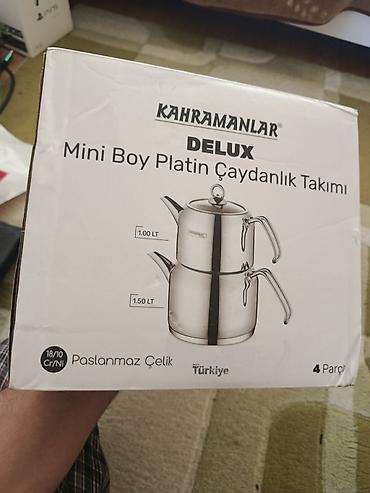 Qab-qacaq və mətbəx ləvazimatları: Yeni, rəng - Gümüşü, Çaydan, Paslanmayan polad, 1,5 bucket volume l, Türkiyə — 3