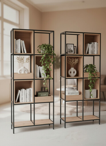 Книжные полки: Металлическая - Тип: Стеллаж - Стиль: Лофт/Индустриальный - Материал — 1