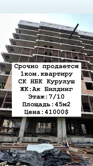 квартира под самоотделку: 1 комната, 45 м², Элитка, 7 этаж, ПСО (под самоотделку)