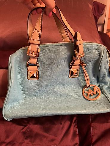 phardi canta: Michael Kors əl çantası - Rəng: açıq mavi (pastel ton), krem rəngli — 1
