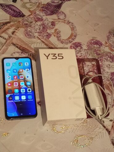телефон blackberry: Vivo Y35 Plus, 64 GB, rəng - Göy, İki sim kartlı, Sənədlərlə