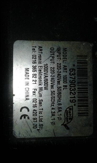 Fasiləsiz enerji təchizatı (UPS): İşlənmiş UPS, 501 - 1000 Vt, Rozetkaların sayı - 1 — 6