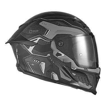 nis size: Integralna moto kaciga – futuristički dizajn, crno‑siva grafika - — 2