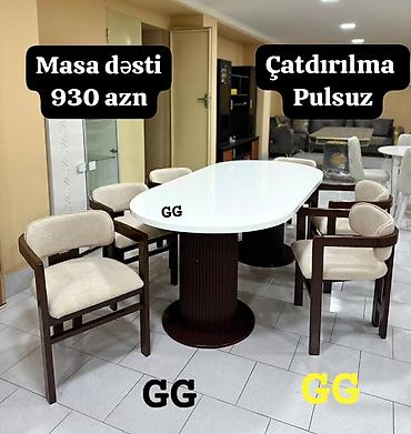 stollar ve stullar: Qonaq otağı üçün, Yeni, Açılmayan, Oval masa, 6 stul — 1