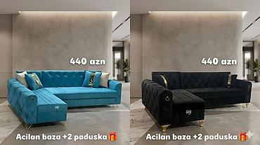 kreslo carpayı: Künc divan dəsti – açılan baza sistemi ilə. - Qiymət: 440 AZN (şəkildə — 1