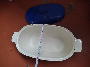 ucuz tavalar: Mavi emallı qapaqlı dəmir bişirmə qabı - Material: qalın metal — 4