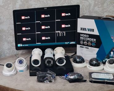 Videokameralar: Monitor DVR 8 cixislidir (yenidir)) Telefondan izleme. 8 ədəd gunduz