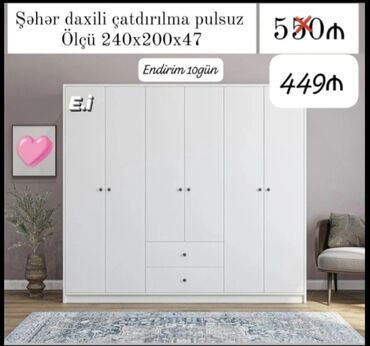 Dolablar: Açılan, 6 qapı Düz dolab, Qarderob, paltar dolabı — 8