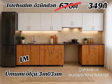 metbex mebeli membran: Mətbəx mebeli dəsti – LM model - Ümumi ölçü: 3 m 03 sm - Üst şkaflar — 1