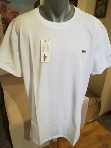 zara prsluci sa dva lica: Majica na kratke rukave, 3XL (EU 58), 4XL (EU 60), Lacoste, bоја - Bela, Pamuk