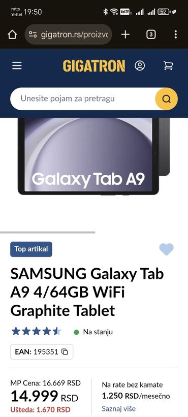 toshiba laptop satellite pro: HITNOOO
Nov Tablet vakum pakovanje Samsung Galaxy tab A9
4/64gb