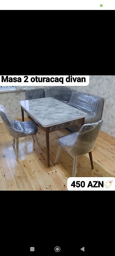 divan 150: Mətbəx masa dəsti – Türkiyə istehsalı. Dəst tərkibi: - Masa - 2 ədəd — 4