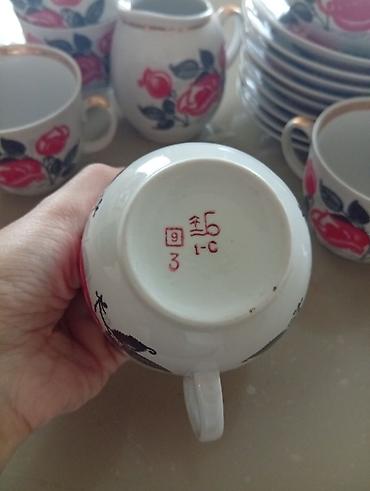 Qab-qacaq və mətbəx ləvazimatları: Çay dəsti, rəng - Ağ, Farfor, 9 nəfərlik, SSRİ — 4