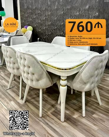 прозрачный стол: Qonaq otağı üçün, Açılan, Dördbucaq masa, 6 stul lalafo.az -da прозрачный стол: Qonaq otağı üçün, Açılan, Dördbucaq masa, 6 stul