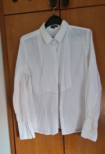 bela haljina sa cipkom: Košulja sa sitnim porubima, veličina L, sastav 97% pamuk, 3% spandex